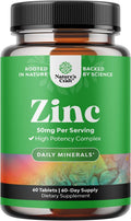 Natures Craft Zinc 50mg Tablets for Immune Support, Dietary Supplement - 60 Count