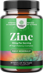 Natures Craft Zinc 50mg Tablets for Immune Support, Dietary Supplement - 60 Count