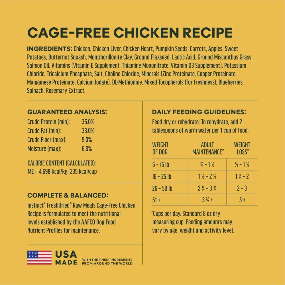 Instinct Freeze Dried Meals, Natural Dog Food, Cage-Free Chicken, 25 oz Bag