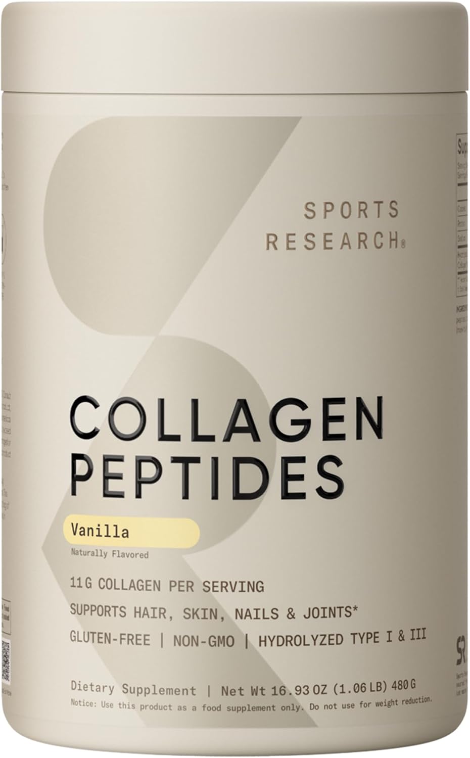 Sports Research® Collagen Peptides Protein Powder, Vanilla (16.93oz)