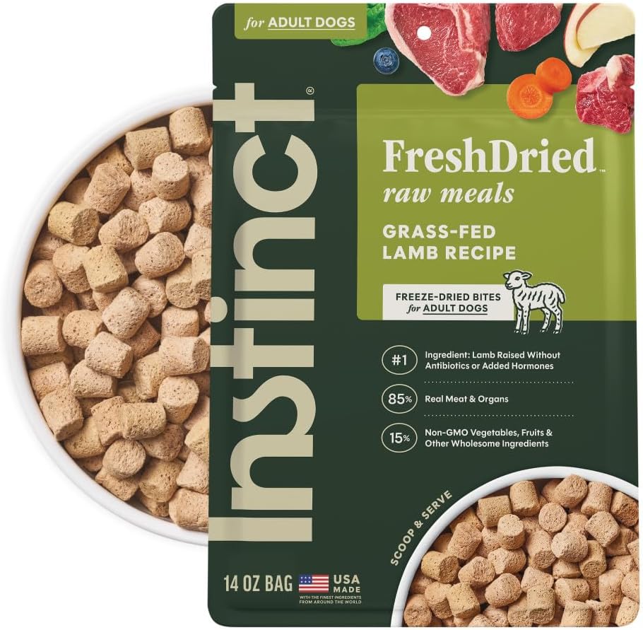 Instinct Freeze Dried Meals, Natural Dog Food, Grass-Fed Lamb, 14 oz. Bag