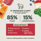 Instinct Freeze Dried Meals, Natural Dog Food, Grass-Fed Beef, 14 oz. Bag