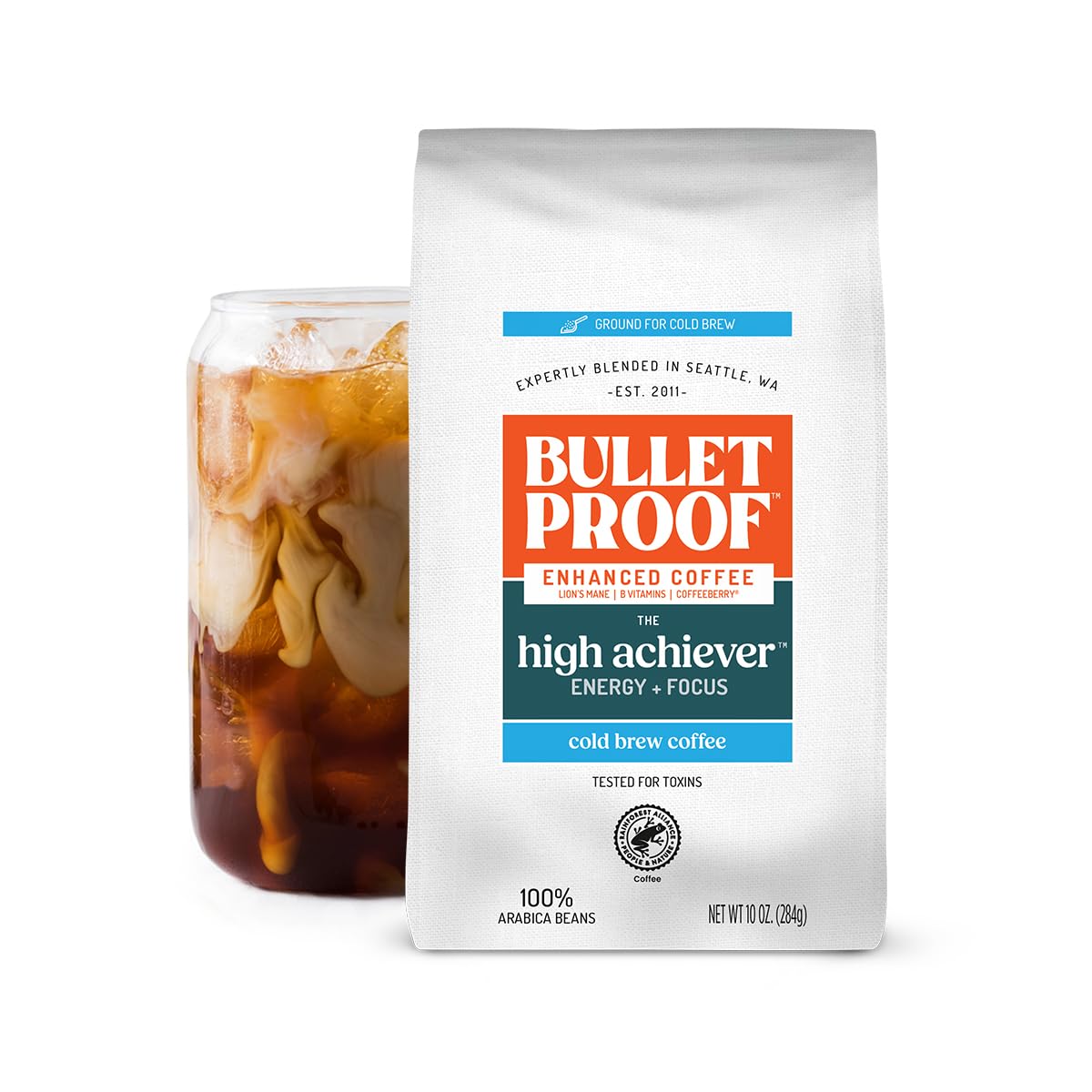 Bulletproof High Achiever Mushroom Cold Brew Coarse Ground Coffee, 10 oz