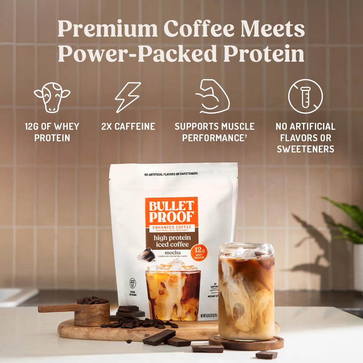 Bulletproof Iced Protein Coffee, Mocha, 170mg Caffeine, 14 Servings