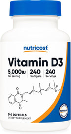 Nutricost Vitamin D3 5,000 IU (125mcg), 240 Softgels, GMO-Free