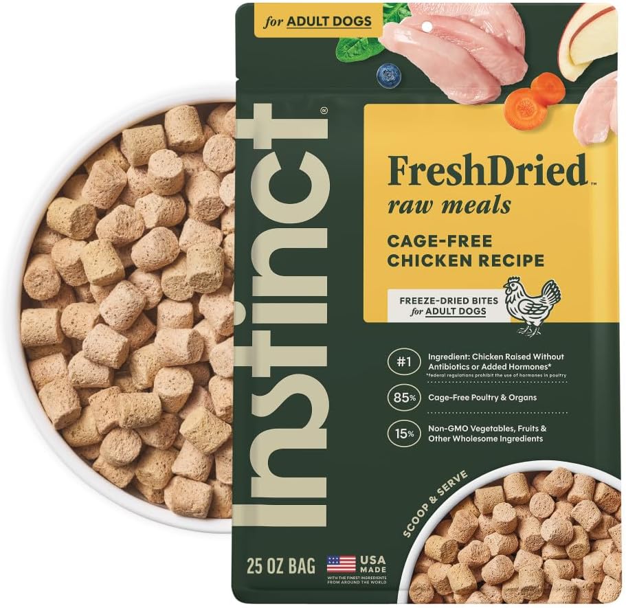 Instinct Freeze Dried Meals, Natural Dog Food, Cage-Free Chicken, 25 oz Bag