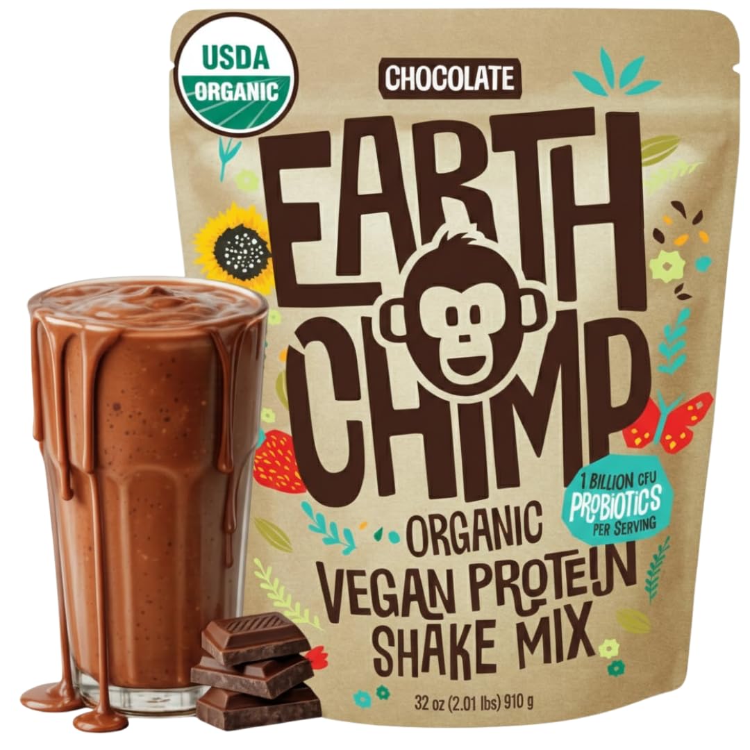 EarthChimp Organic Vegan Protein Powder - with Probiotics