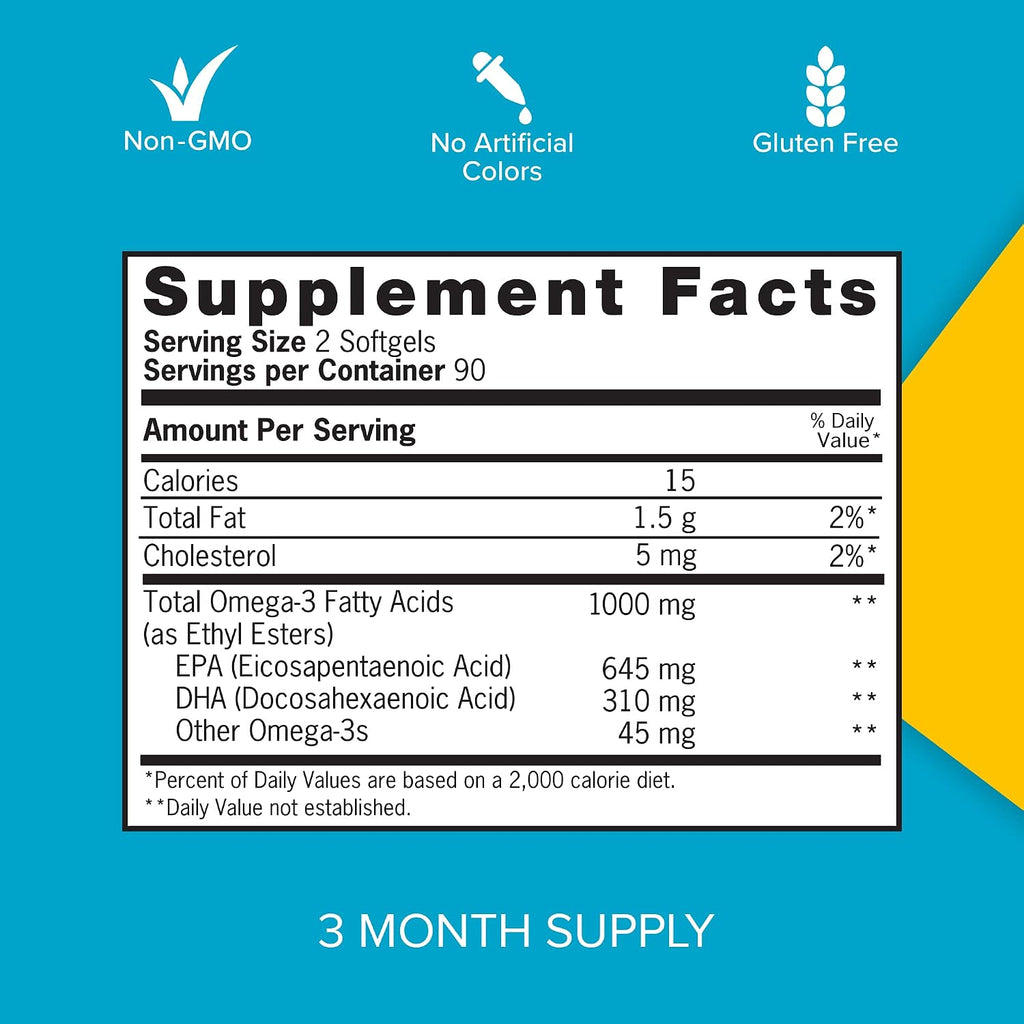 Qunol Ultra Omega-3 Fish Oil Mini Softgels, 1000mg EPA + DHA, 180ct