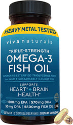 Viva Naturals Omega 3 Fish Oil Supplement for Women and Men 60 Count
