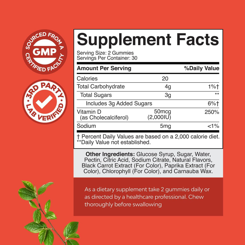 Natures Craft Vitamin D3 Gummies for Daily Wellness 60 Count