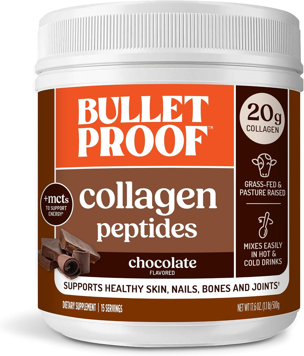 Bulletproof Chocolate Collagen Peptides Protein Powder with MCT Oil 17.6 oz