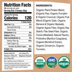 EarthChimp Organic Vegan Protein Powder with Probiotics, 26 Servings 32 Oz