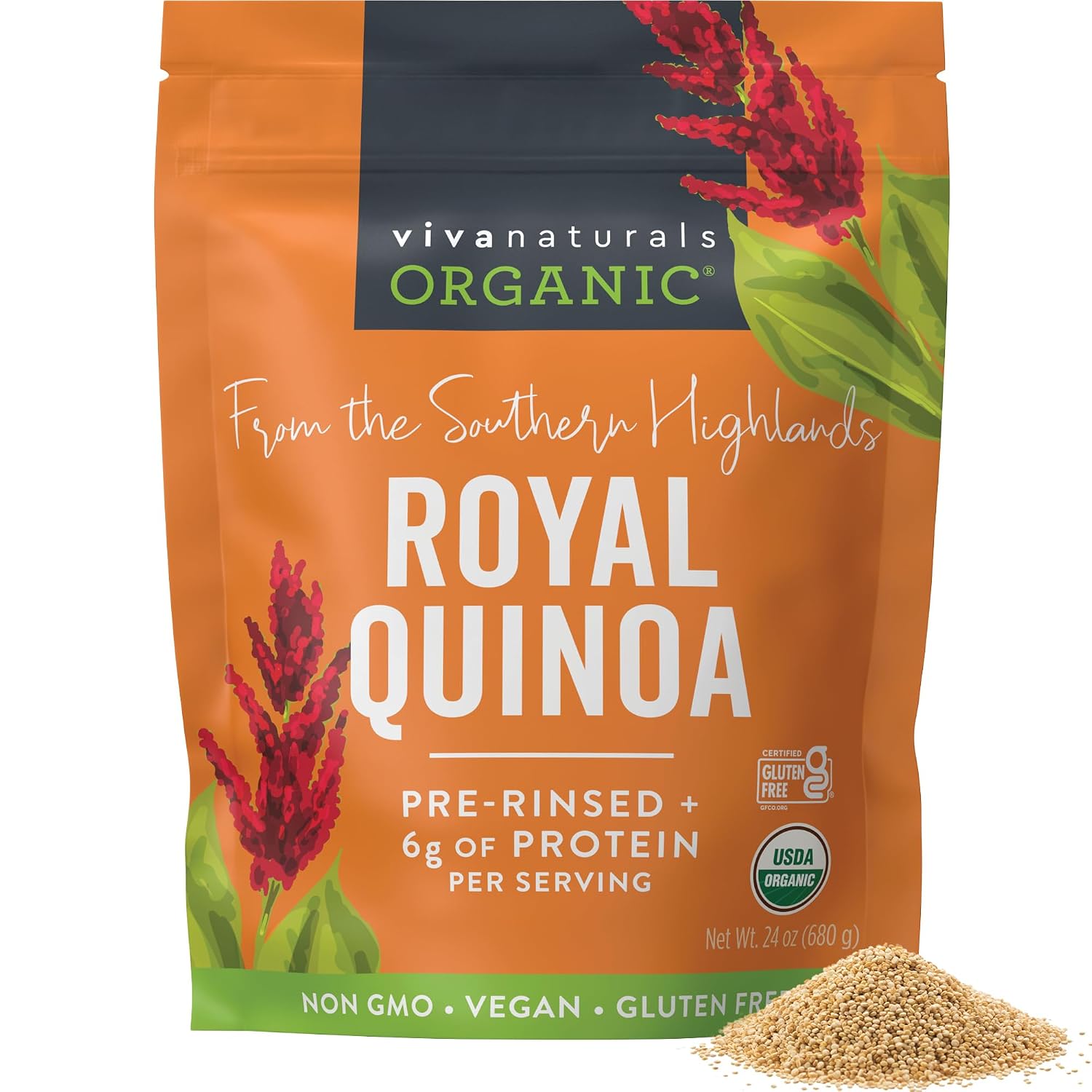 Viva Naturals Organic Quinoa - Pre-Washed Whole Grain