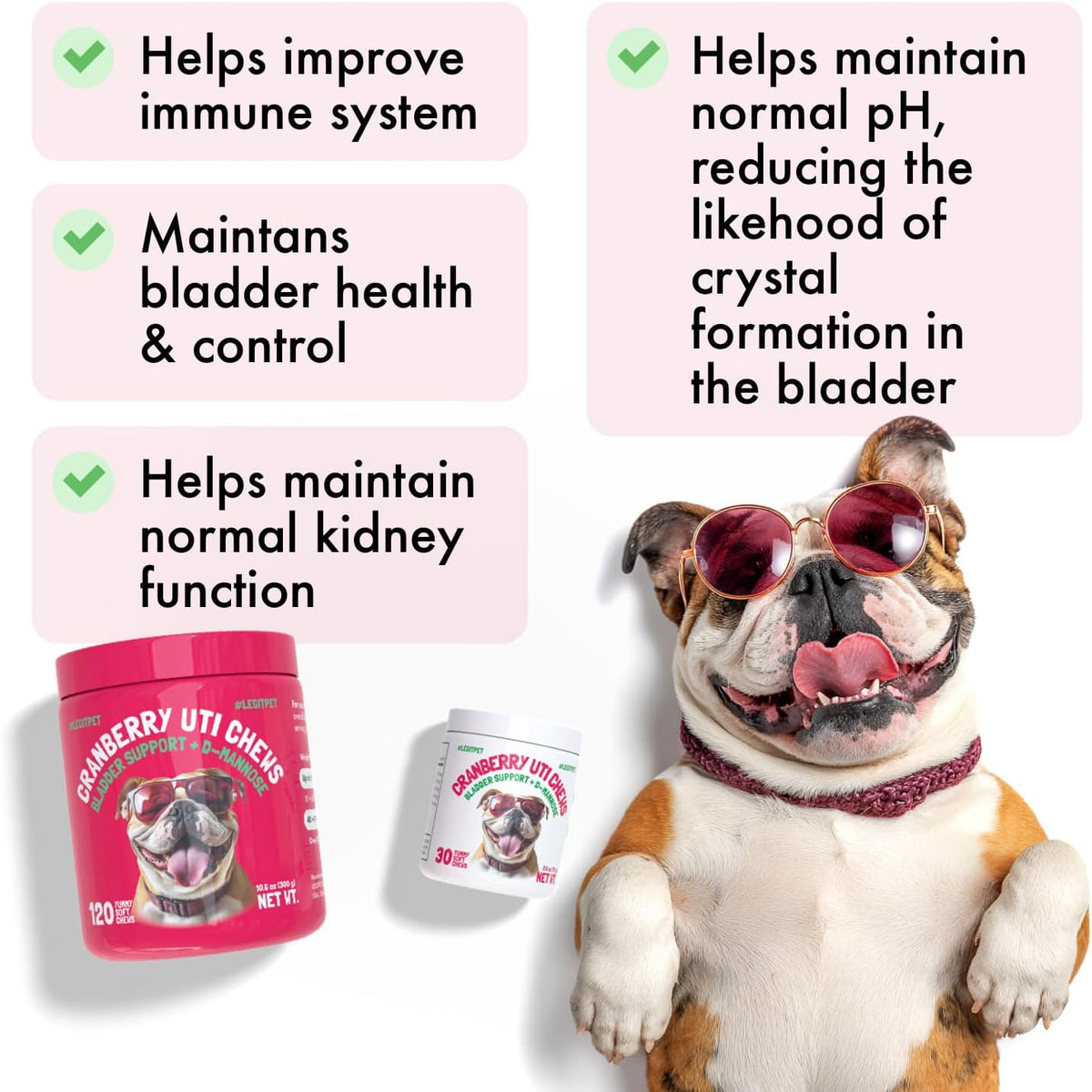 Legipet Cranberry UTI Chews for Dogs Bladder Support + D-Mannose