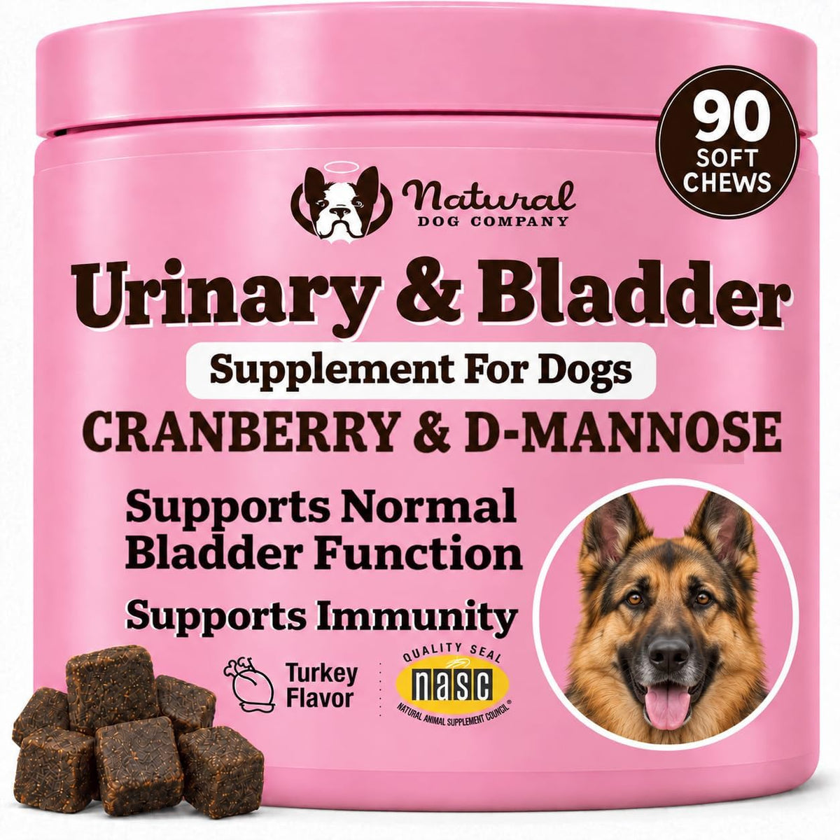 Natural Dog Company Urinary & Bladder Supplement for Dogs – 90 Soft Chews