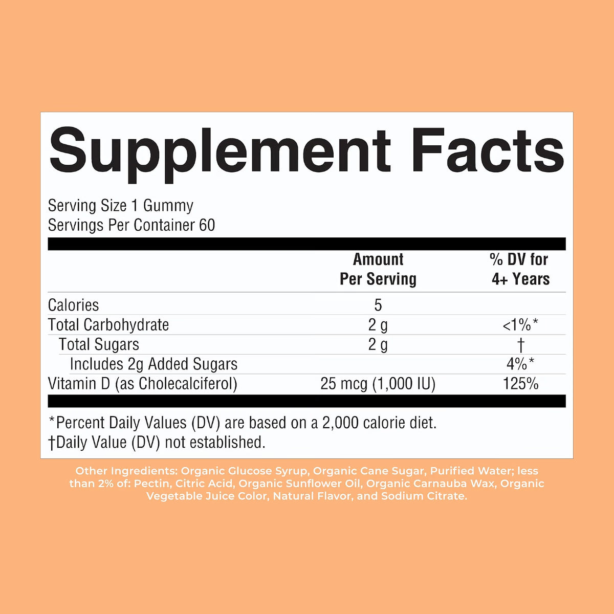 MARY RUTH'S USDA Organic Vitamin D3 Gummies for Ages 4+, Strawberry, 60 ct