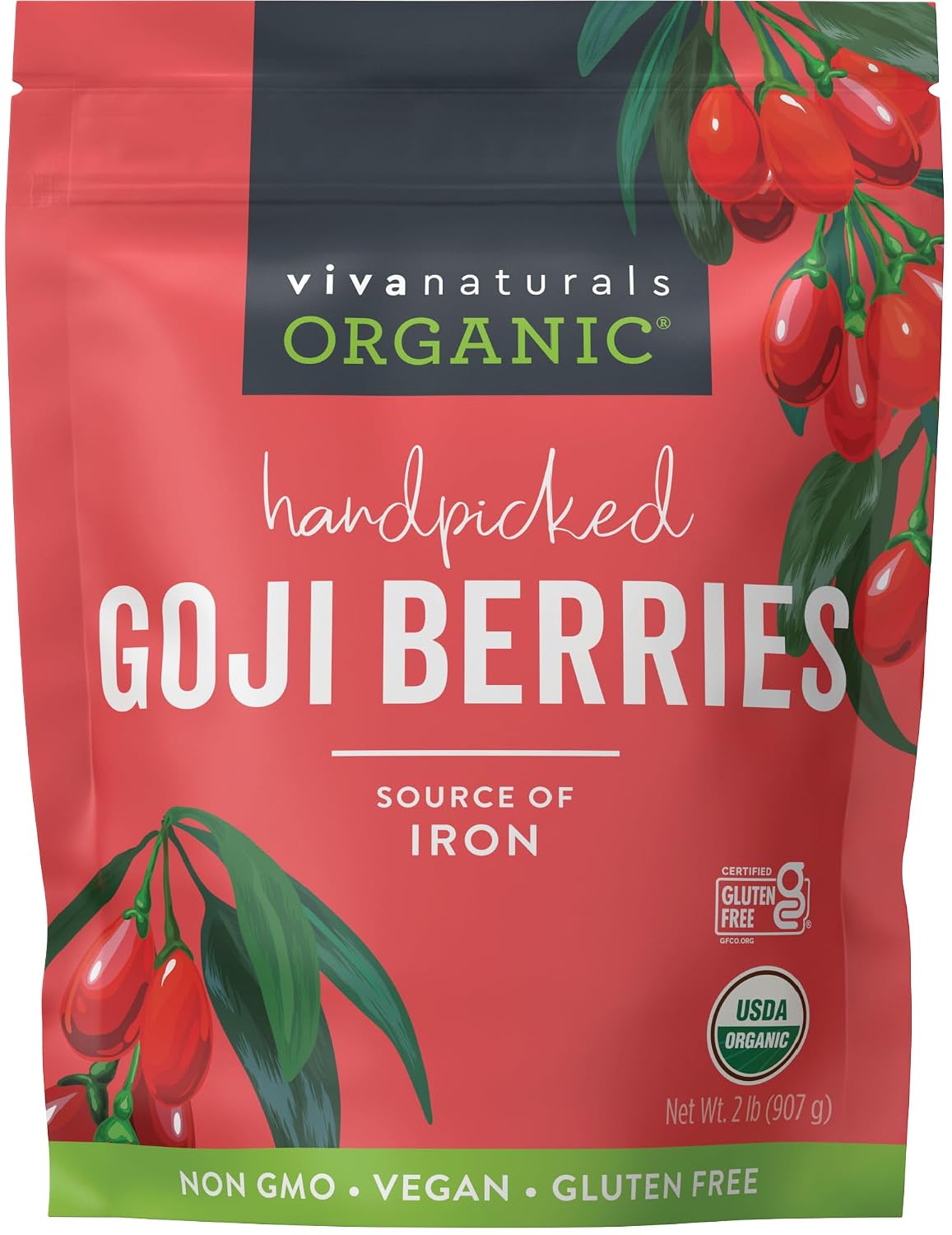 Viva Naturals Organic Dried Goji Berries 907g