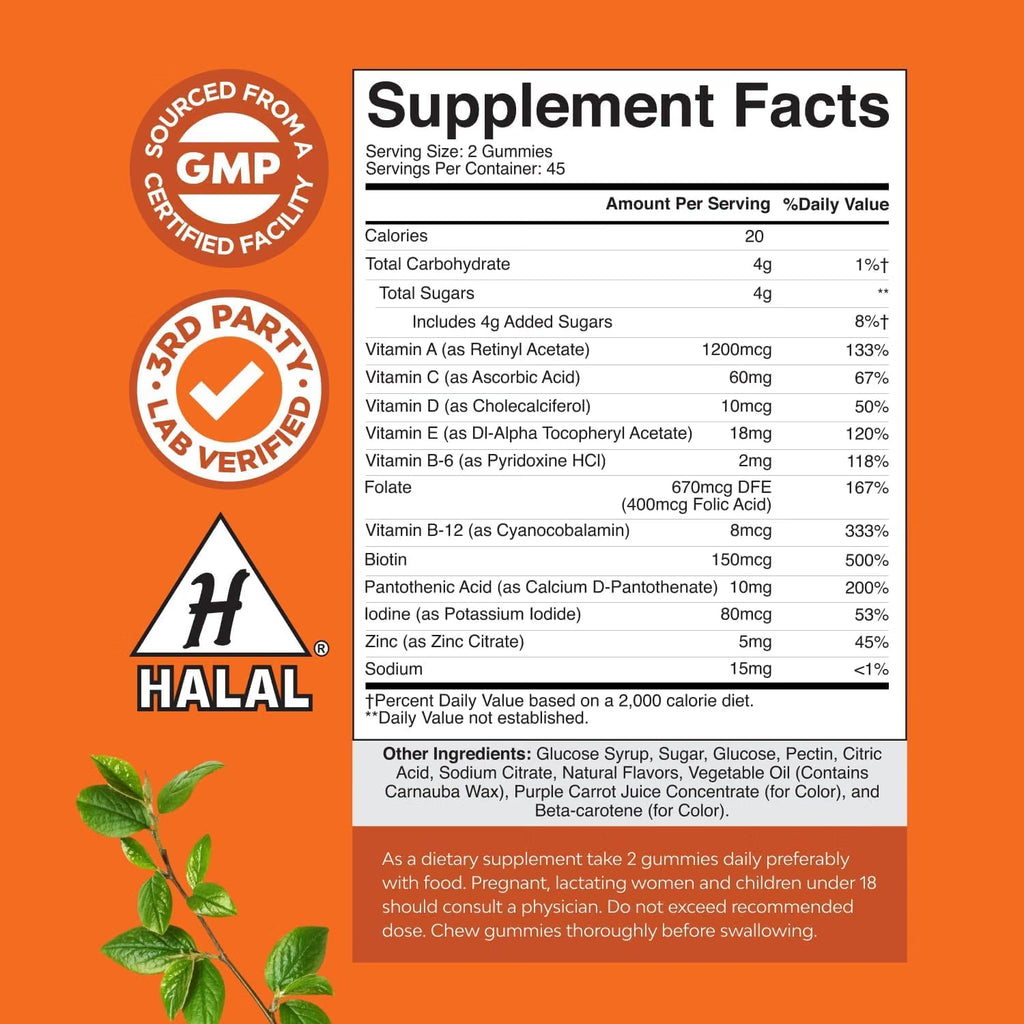 Natures Craft Potent Multivitamin Gummies for Adults - Energy and Immune Support - 90 Ct