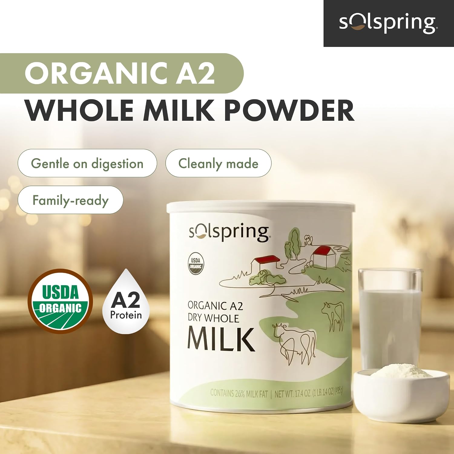 Dr. Mercola Solspring Organic A2 Dry Whole Milk