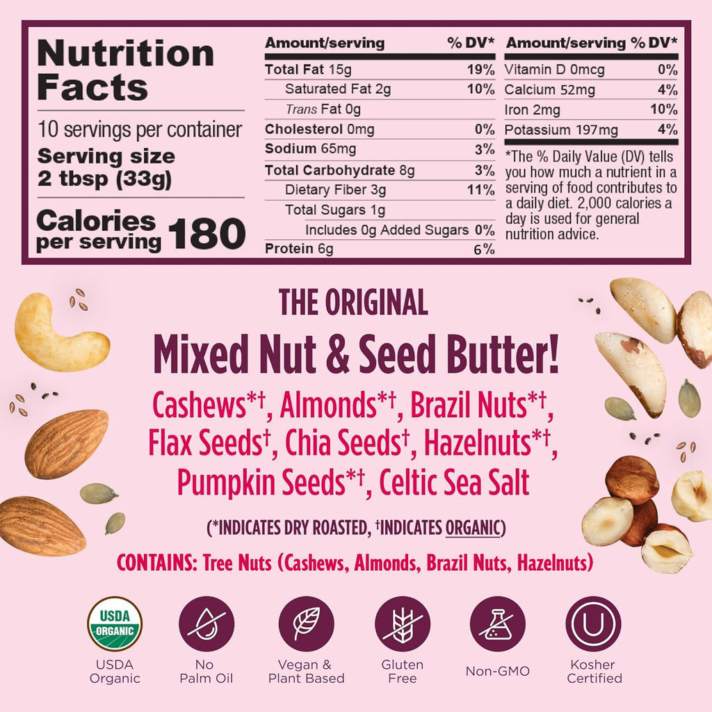 NuttZo Organic Power Fuel 7 Nuts and Seeds Butter, Smooth