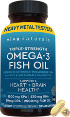 Viva Naturals Omega 3 Fish Oil Supplement for Women and Men 90 Count