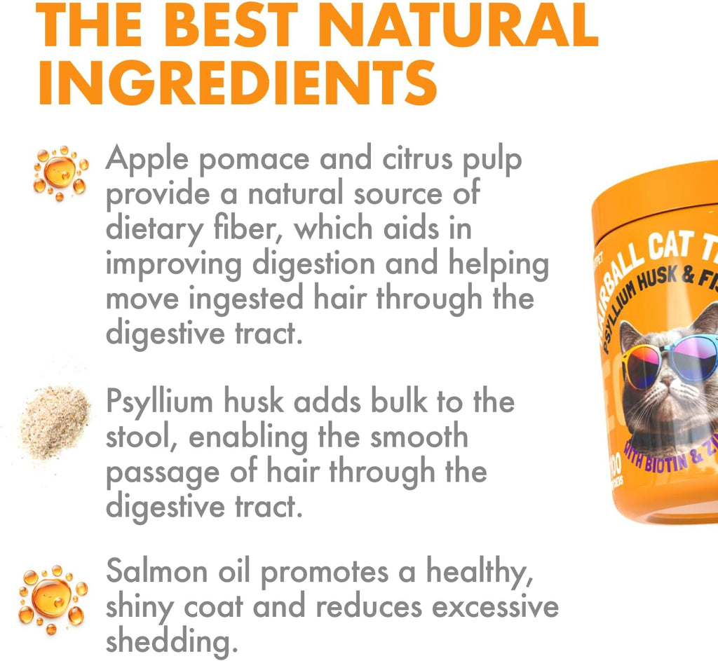 Legipet Hairball Treatment for Cats Natural Remedy with Apple Pomace, Psyllium Husk