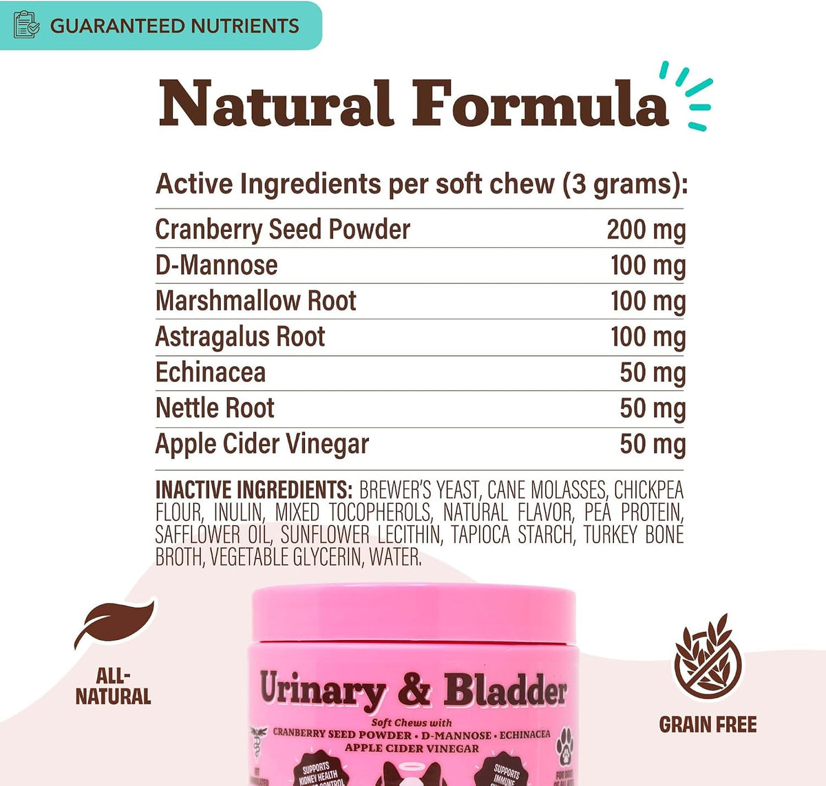 Natural Dog Company Urinary & Bladder Supplement for Dogs – 90 Soft Chews
