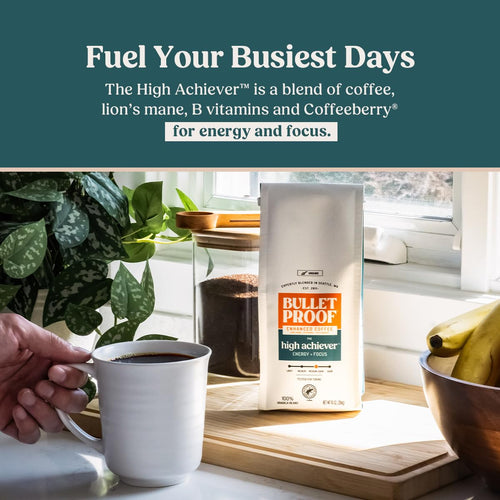 Bulletproof High Achiever Medium-Dark Mushroom Ground Coffee, 10oz (3-pack)
