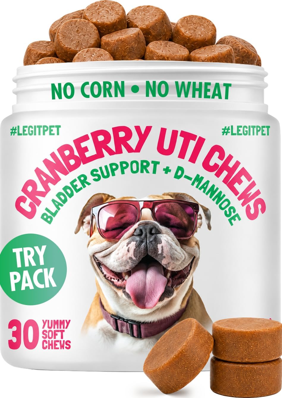 Legipet Cranberry UTI Chews for Dogs Bladder Support + D-Mannose