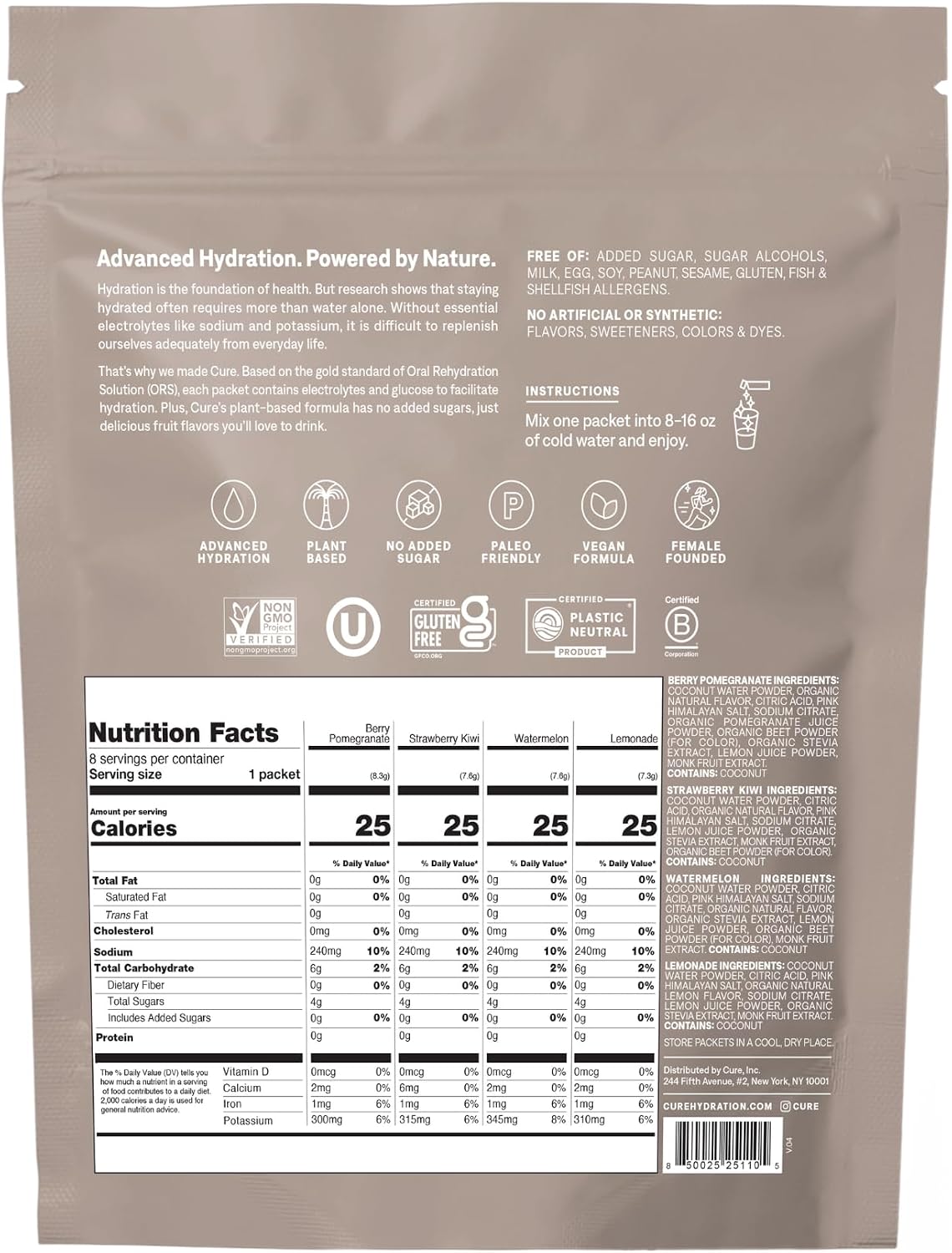 Cure Hydration | Plant-Based Electrolyte Drink Mix