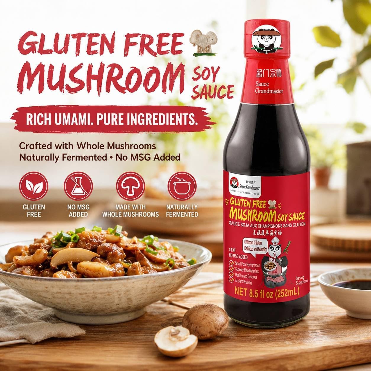 Sauce Grandmaster Gluten Free Mushroom Dark Soy Sauce