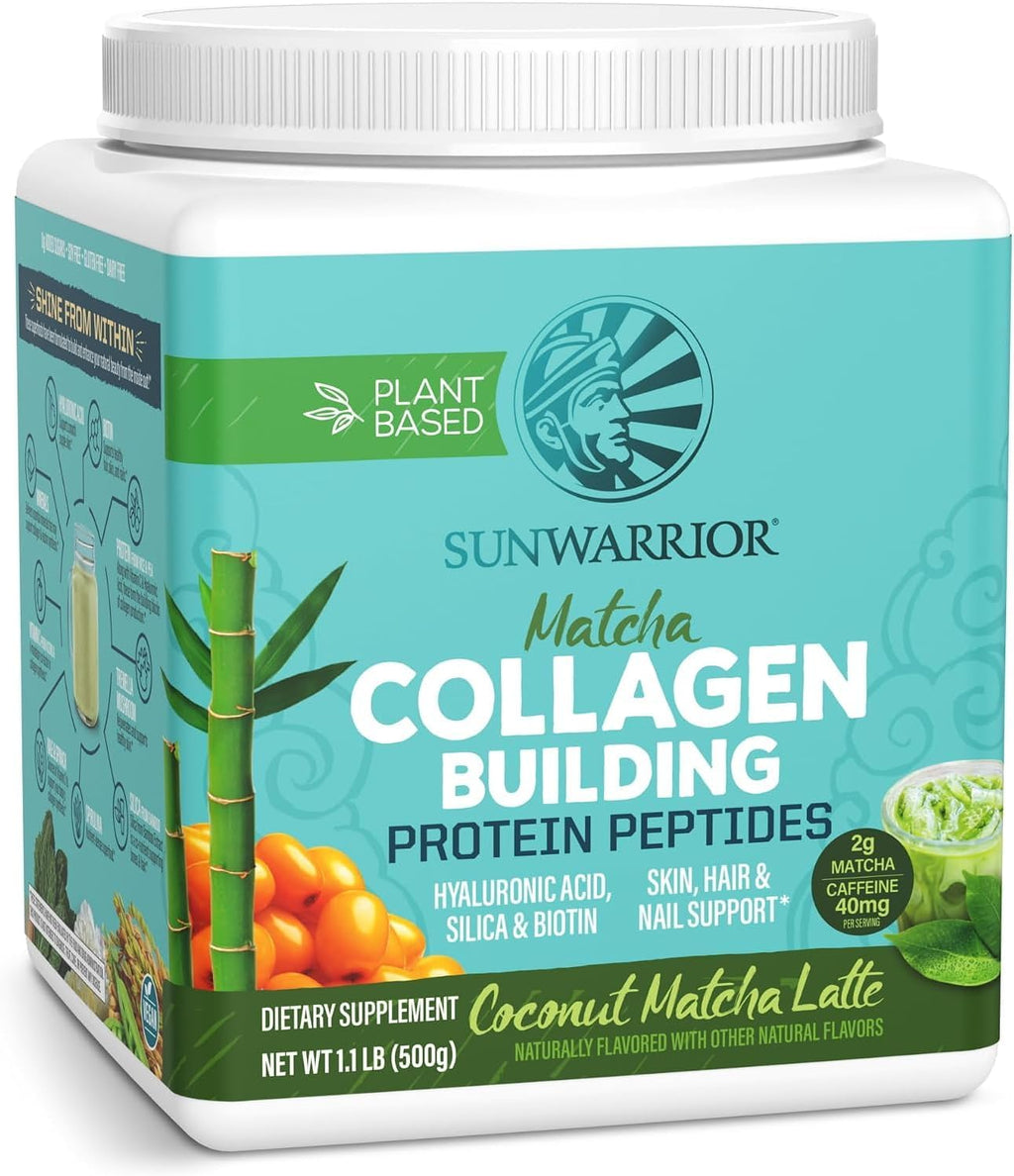 Sunwarrior Vegan Collagen Powder, Coconut Matcha, 20 Servings