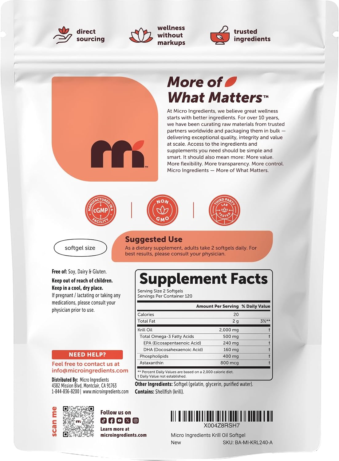 Micro Ingredients Antarctic Krill Oil Supplement