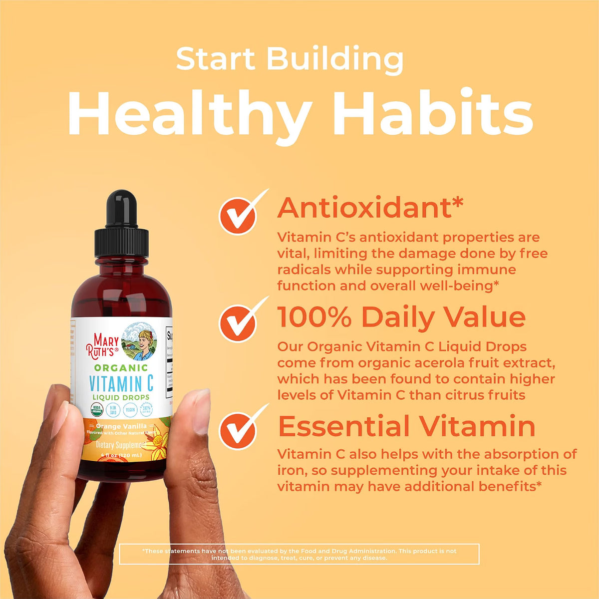 MARY RUTH'S Organic Vitamin C Supplement | Liquid Vitamin C Liquid Drops for Adults & Kids
