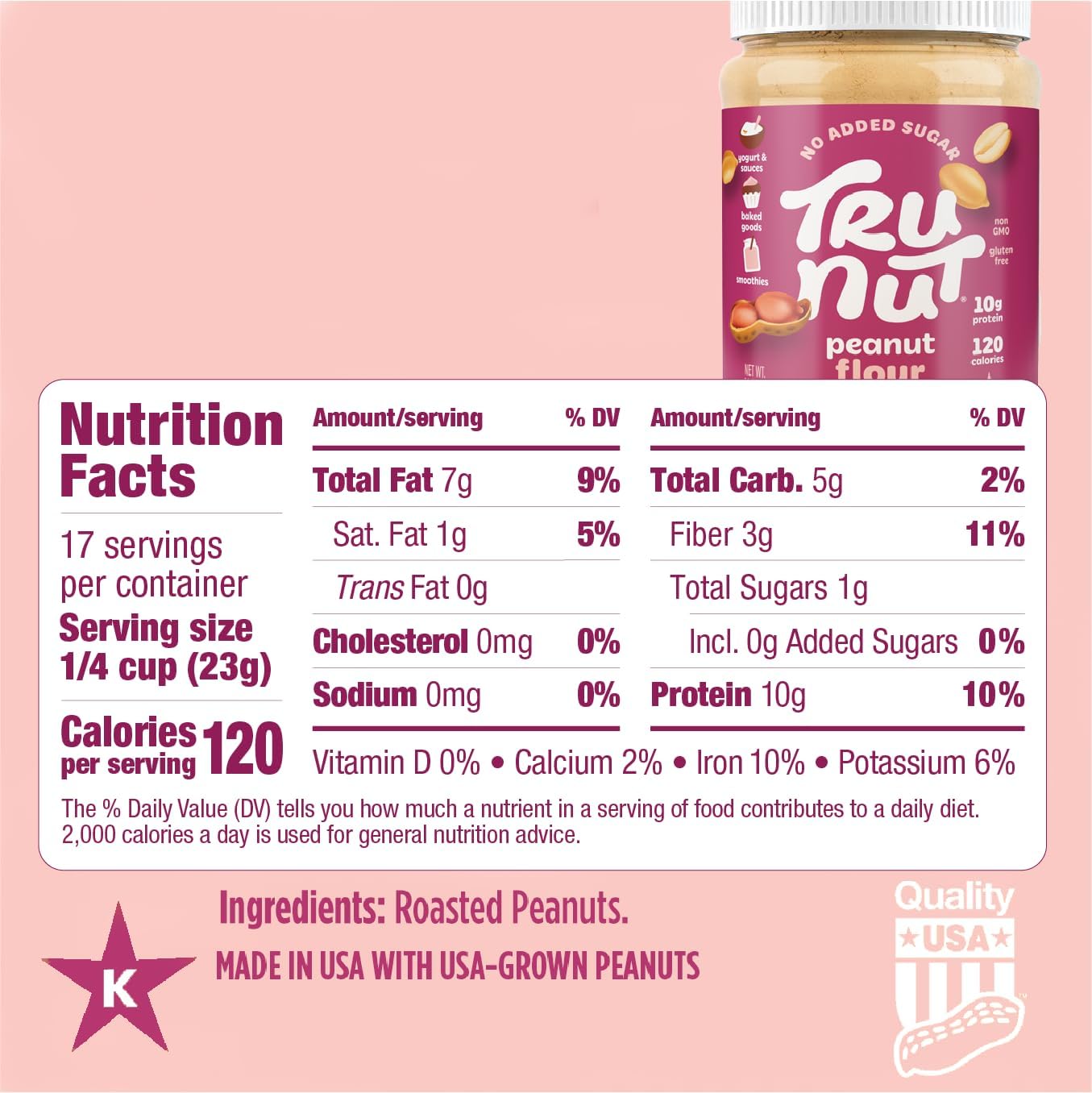 Tru-Nut Peanut Flour - Gluten Free Flour For Baking, Good Source of Plant Protein