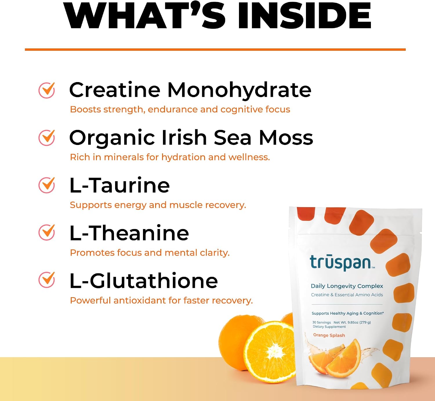 TruSpan Daily Longevity Complex Creatine Powder, with Essential Amino Acids