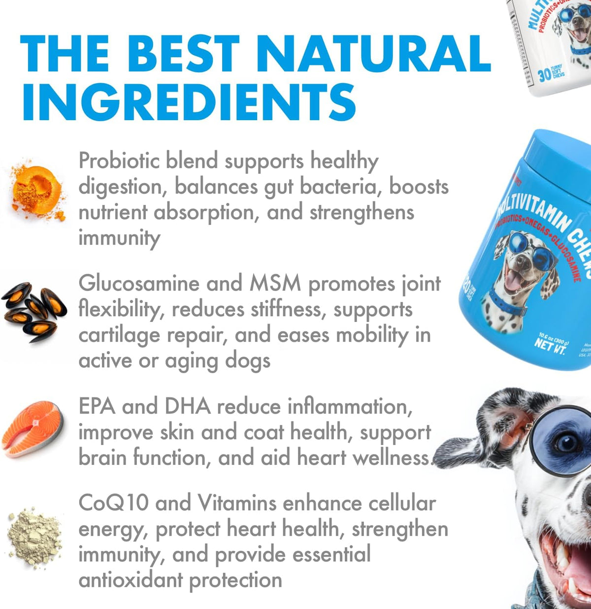Legipet Dog Vitamins - 120 Multivitamins Chews w/Glucosamine Chondroitin, Probiotics