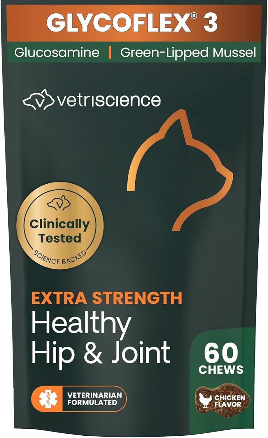 VetriScience Extra Strength Healthy Hip & Joint for Cats, Chicken, 60 Count