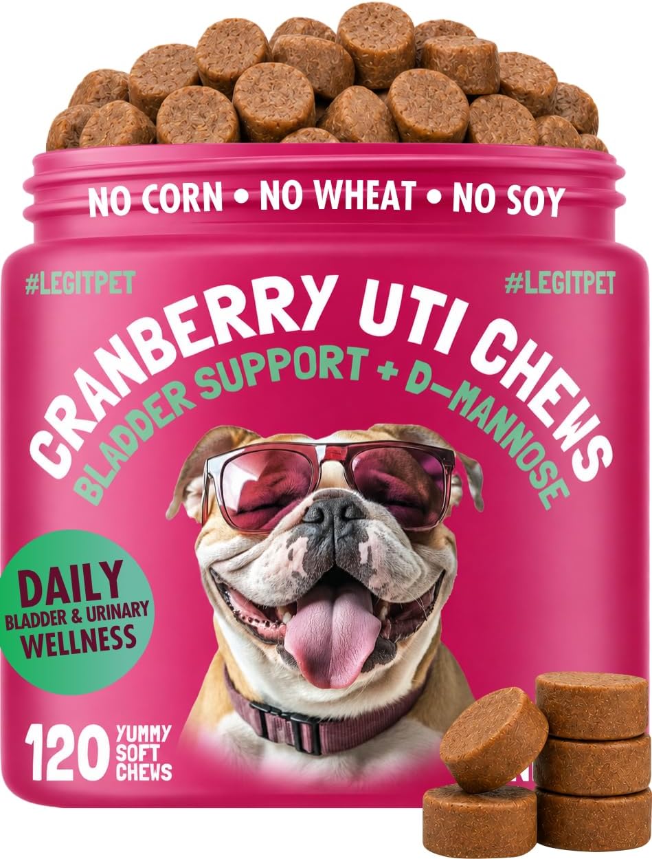 Legipet Cranberry UTI Chews for Dogs Bladder Support + D-Mannose 120 Chews