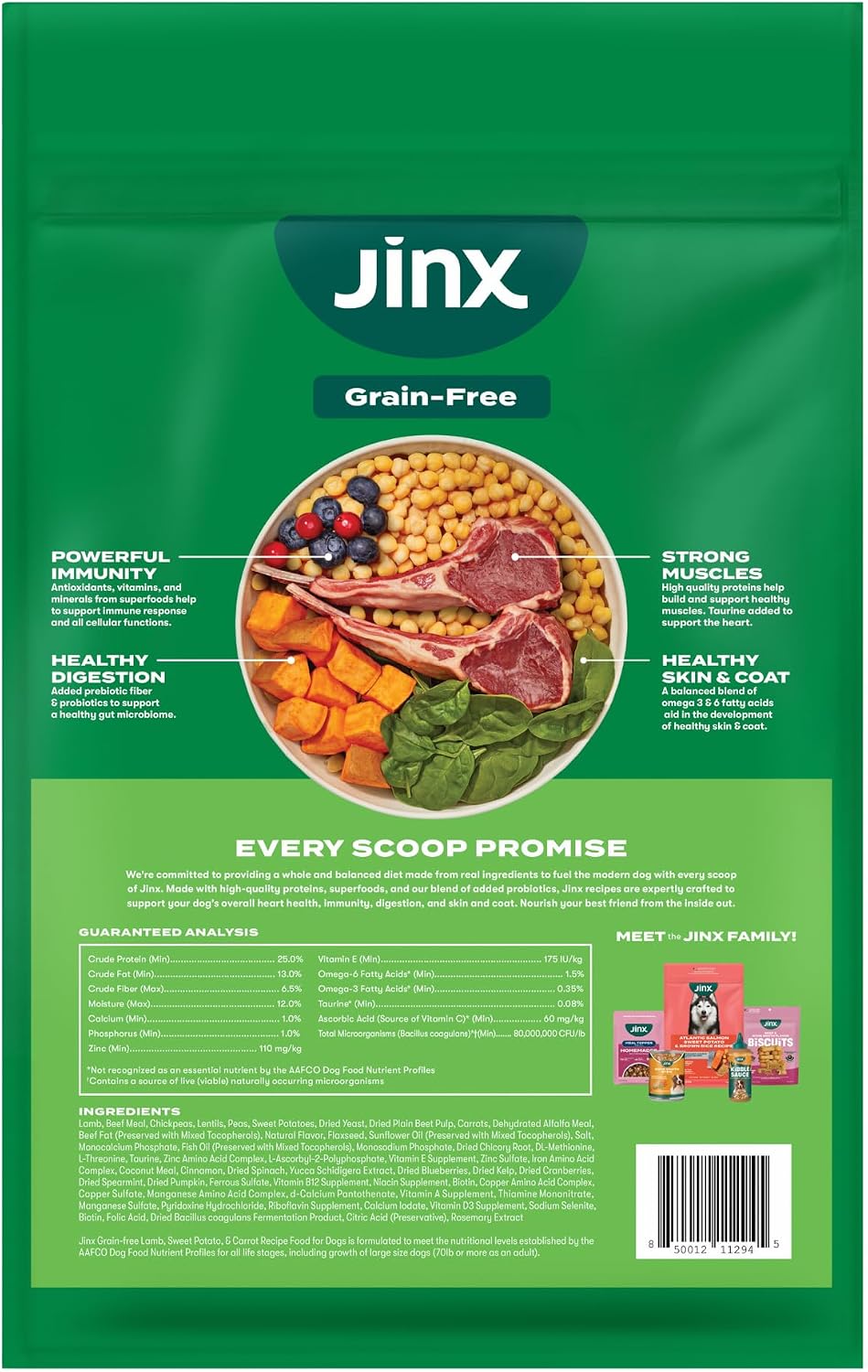 Jinx Grain Free Dry Dog Food - Real Lamb, Sweet Potato & Carrot, 4lb pk of 1