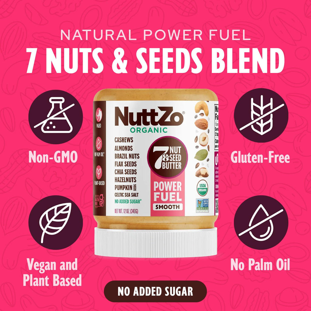 NuttZo Organic Power Fuel 7 Nuts and Seeds Butter, Smooth