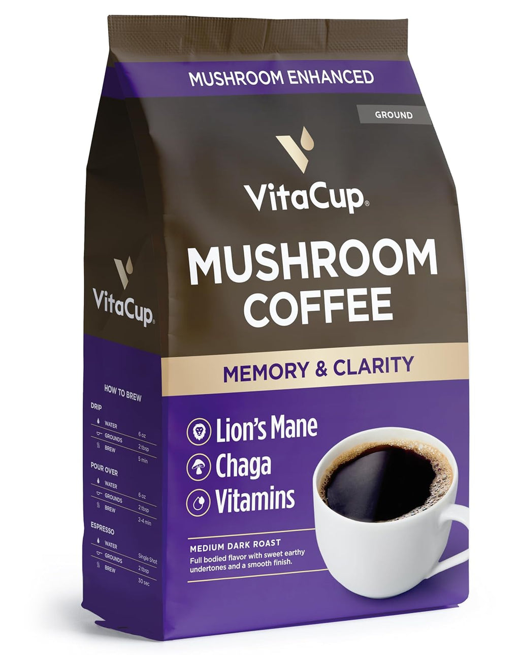 VitaCup Mushroom Coffee Grounds with Lions Mane