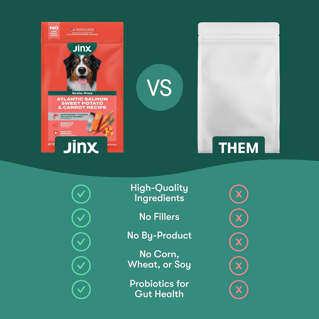 Jinx Grain Free Dry Dog Food - Real Salmon, Sweet Potato & Carrot, 4lb pk of 1