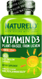NATURELO Vitamin D - 5000 IU - Natural D3 Supplement for Immune System