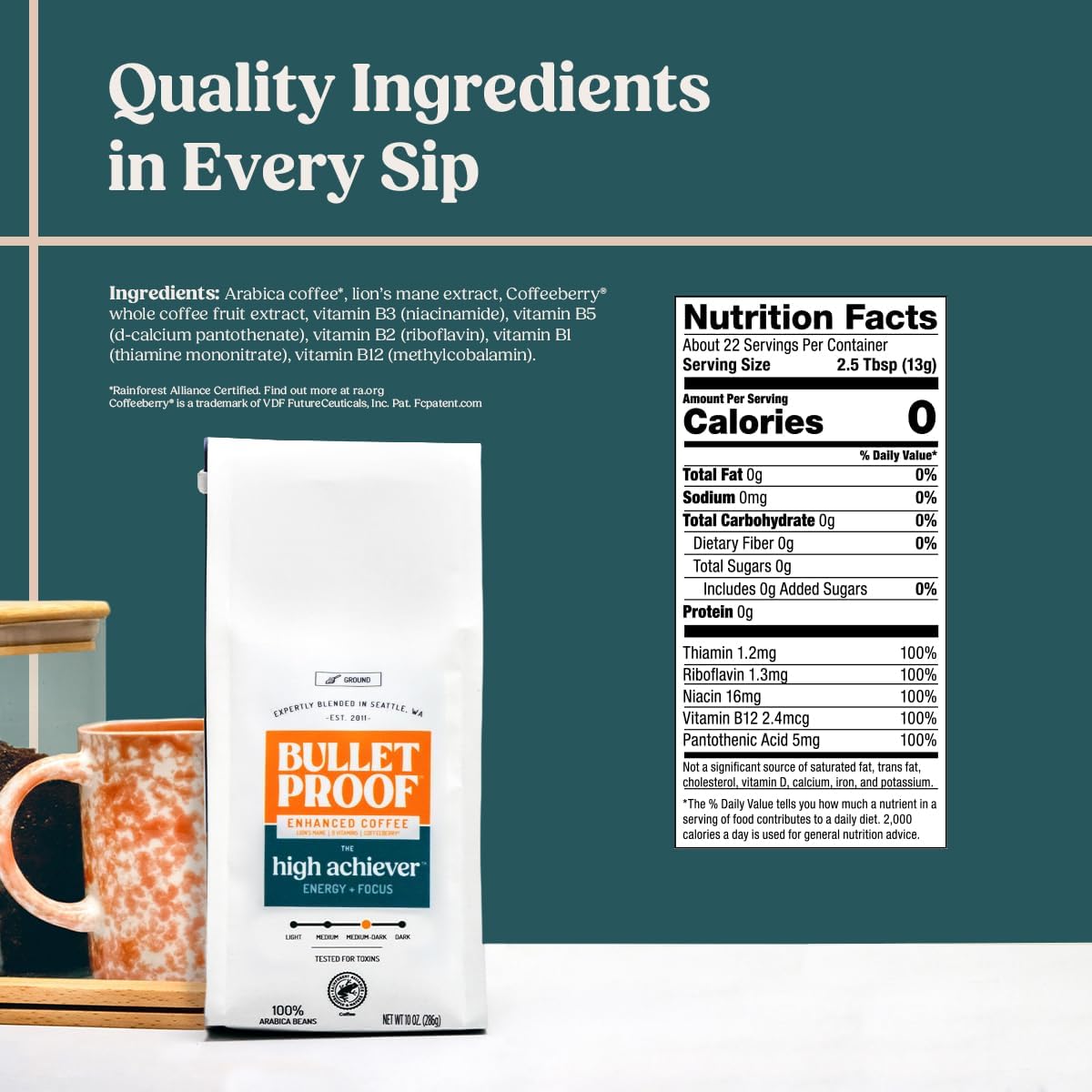 Bulletproof The High Achiever Ground Mushroom Coffee