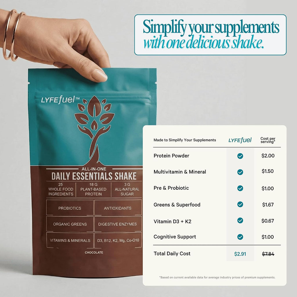 LyfeFuel Plant Protein Powder & Meal Replacement Shake, Vegan, Chocolate