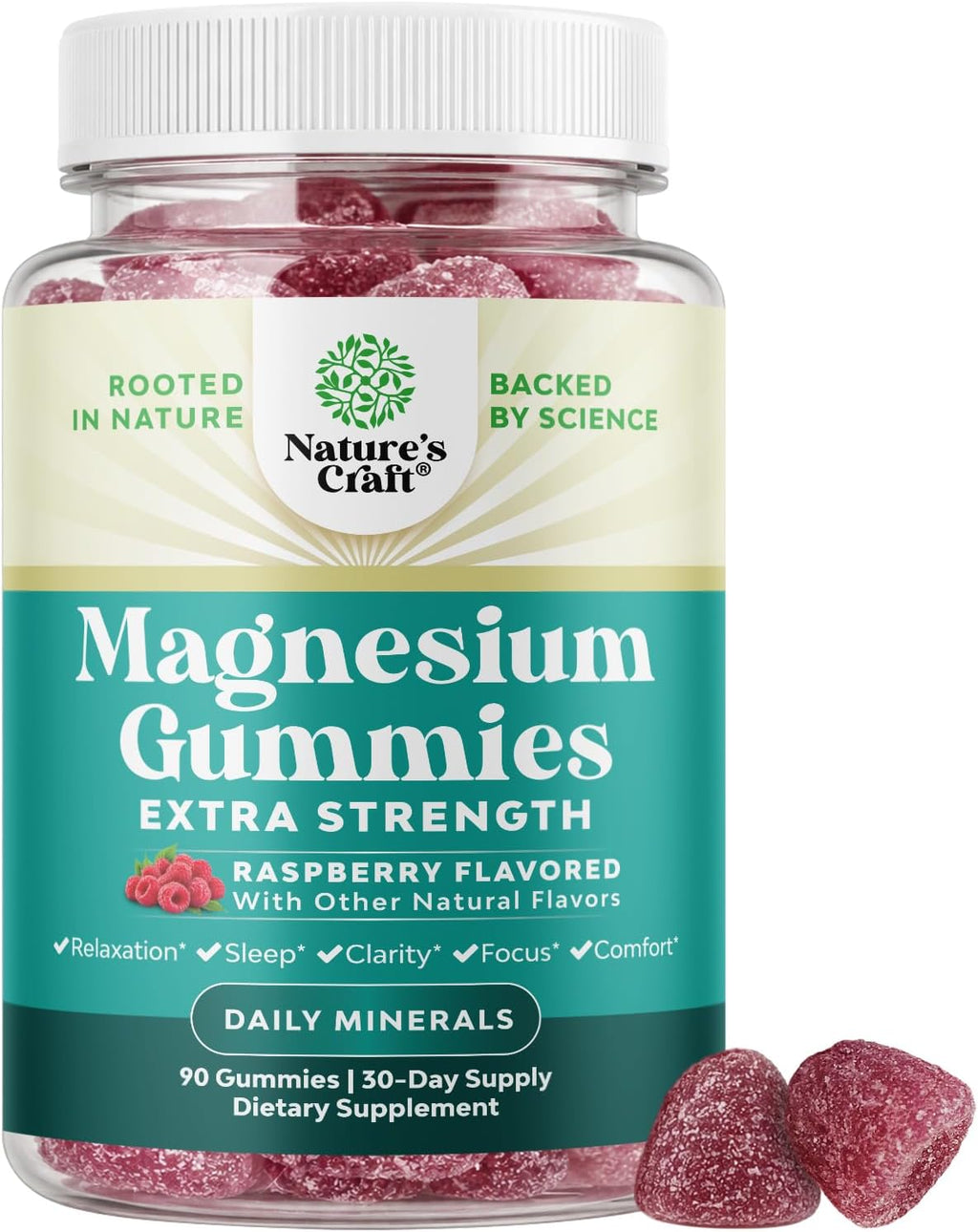 Natures Craft Magnesium Citrate Gummies for Adults - Calm & Sleep Aid - 90 Count