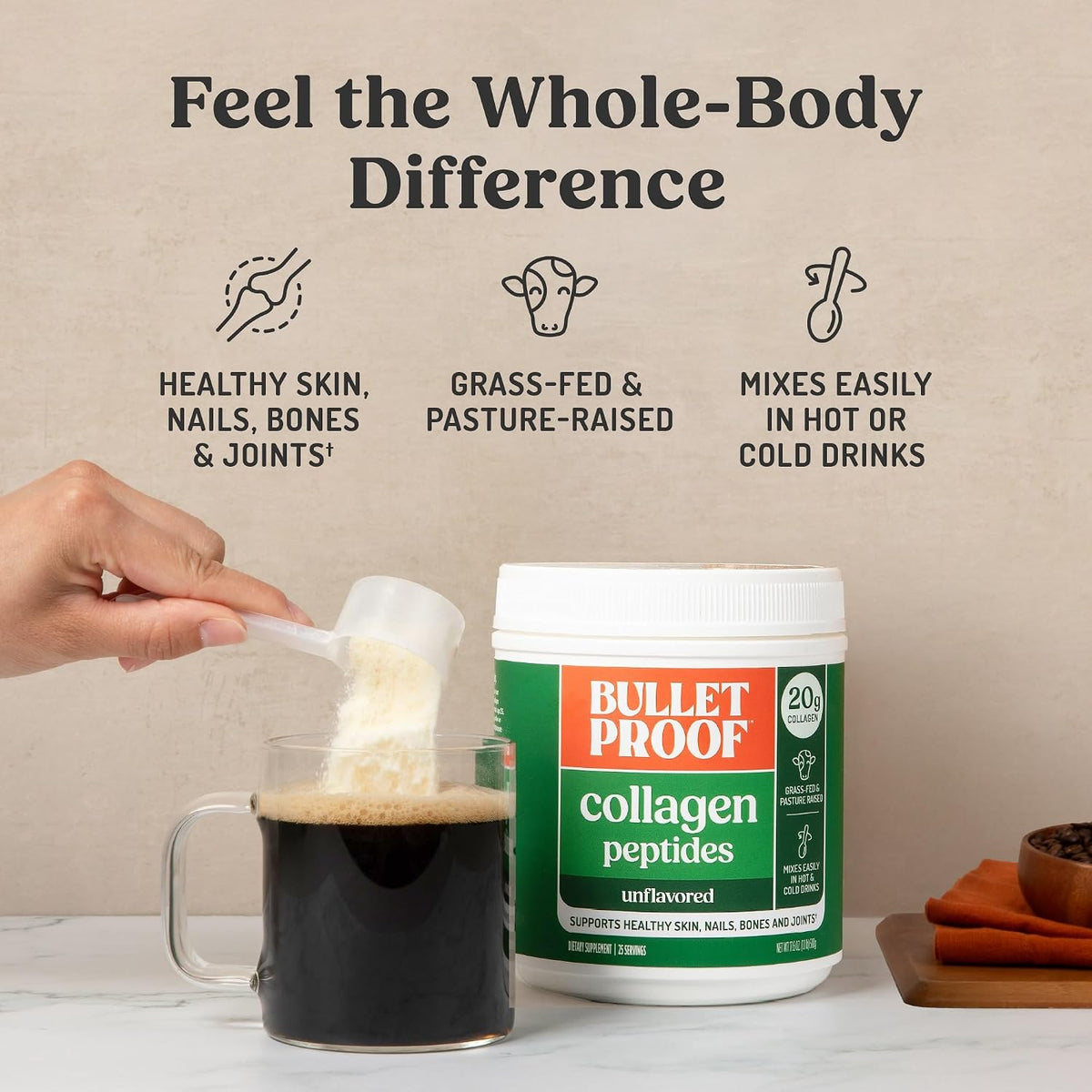 Bulletproof Unflavored Collagen Peptides Protein Powder, 17.6 oz