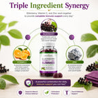 Natural BioScience Sambucus Elderberry Gummies with Vitamin C and Zinc, Black Elderberry Gummies for Adults and Kids