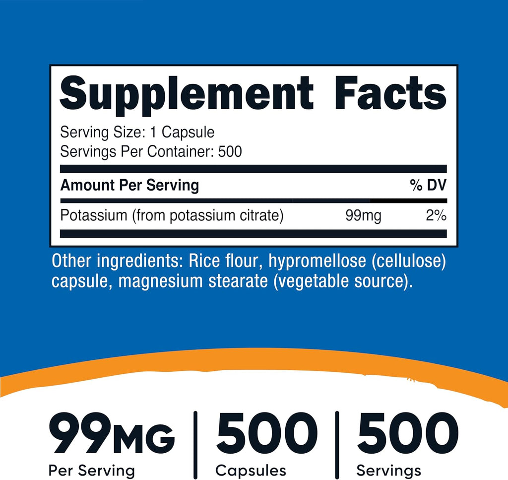 Nutricost Potassium Citrate 99mg, 500 Capsules
